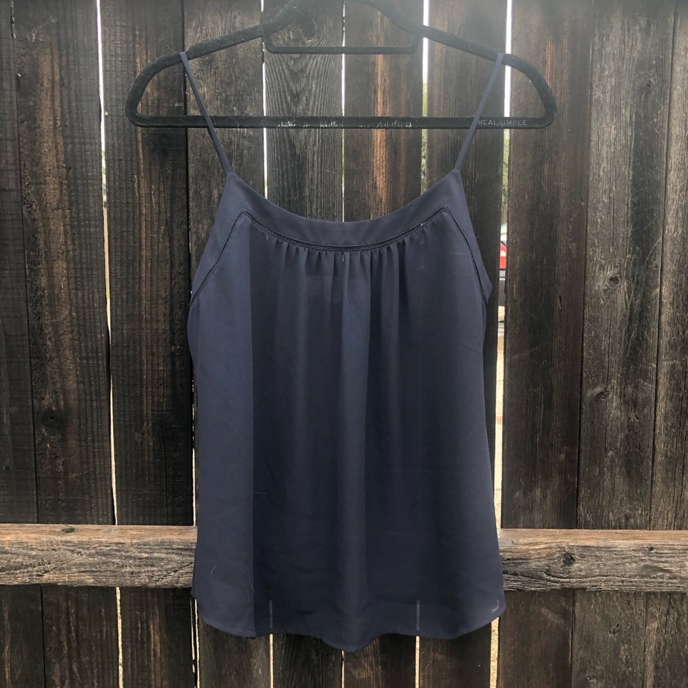 Ann Taylor LOFT Sheer Deep Blue Camisole